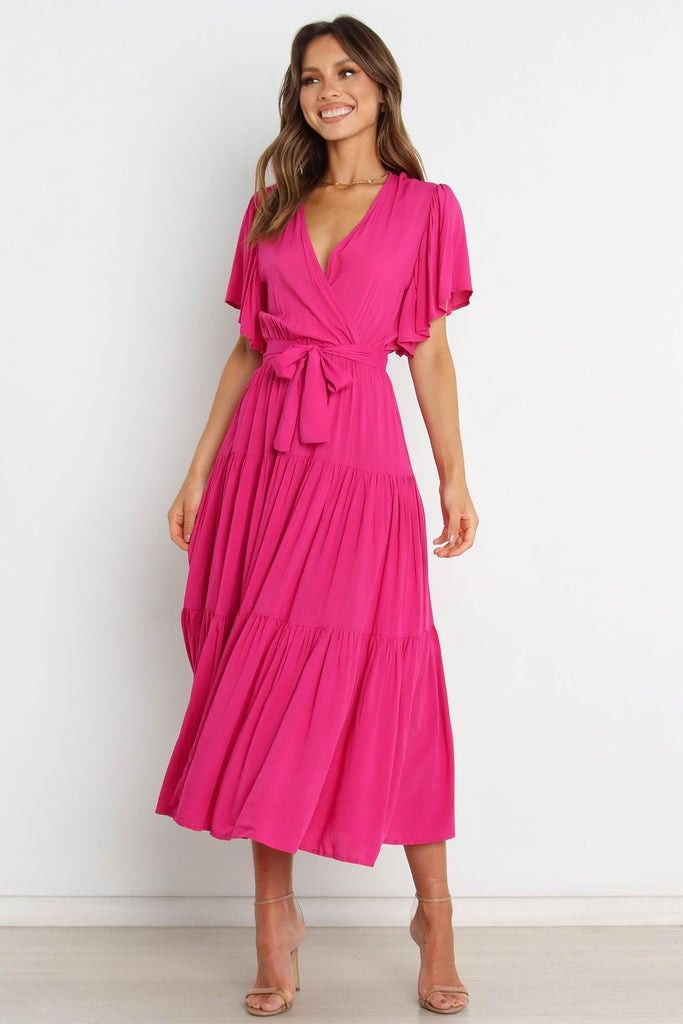 Wedding Guest Dress, Outdoor Wedding Guest Dresses, Pink Dress, Hot Pink Dress, White Dress, Maxi Dr | Petal & Pup (US)