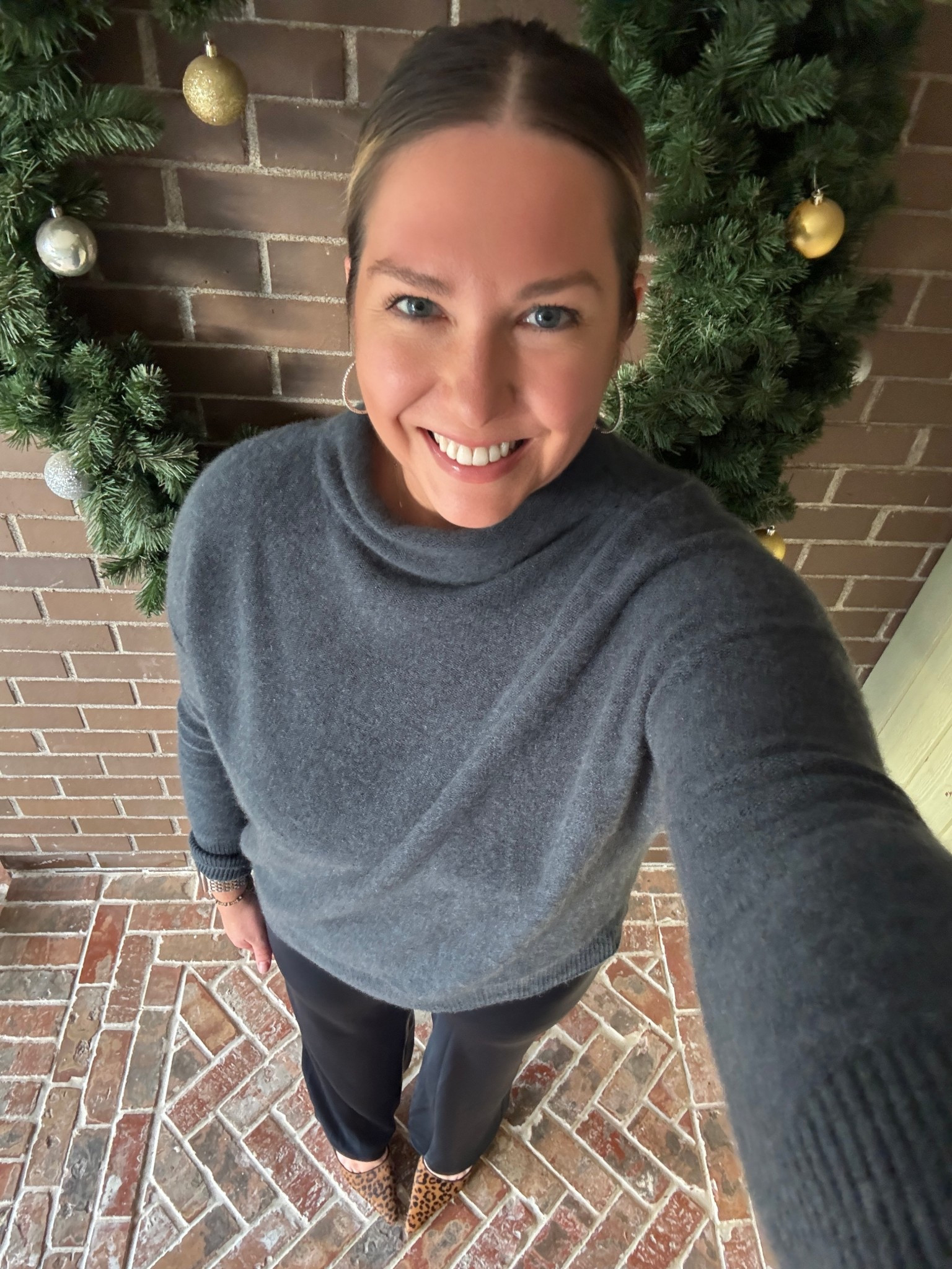 Catching up from Christmas. This is my outfit from a fun Christmas Eve dinner in Vancouver. We went to a steakhouse and this sweater and silk pants were perfect for a cool Christmas evening. I love the tone on tone to elevate the look. Added a fun pop with my leopard heels  

#LTKHoliday #LTKFindsUnder100 #LTKMidsize