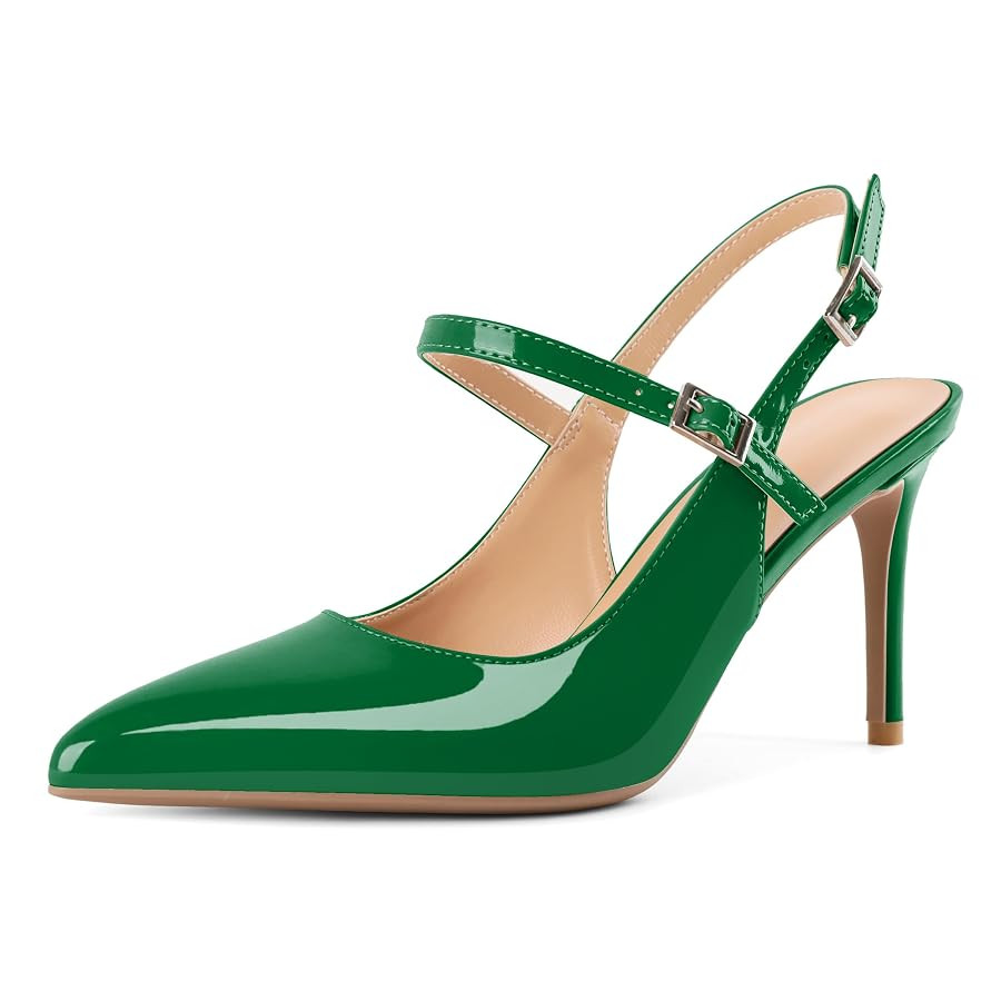 Mettesally Women's Slingback Pumps Stiletto High Heels Closed Pointed Toe Heel Ankle Strap Heeled... | Amazon (US)