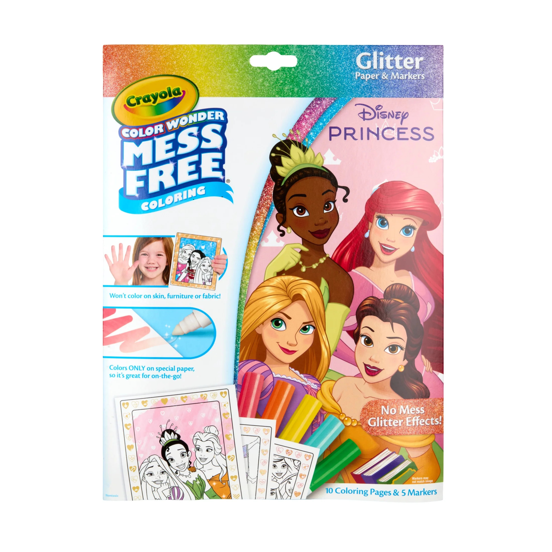 Crayola Color Wonder Disney Princess Glitter Coloring Pages & Mess Free Markers, 10 Pgs, Easter B... | Walmart (US)