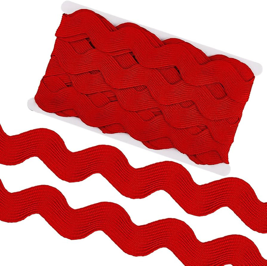 GORGECRAFT 10 Yard 1.58 Inch Large Christmas Red Wave Bending Fringe Trim Ribbon Jumbo Rick Rack ... | Amazon (US)