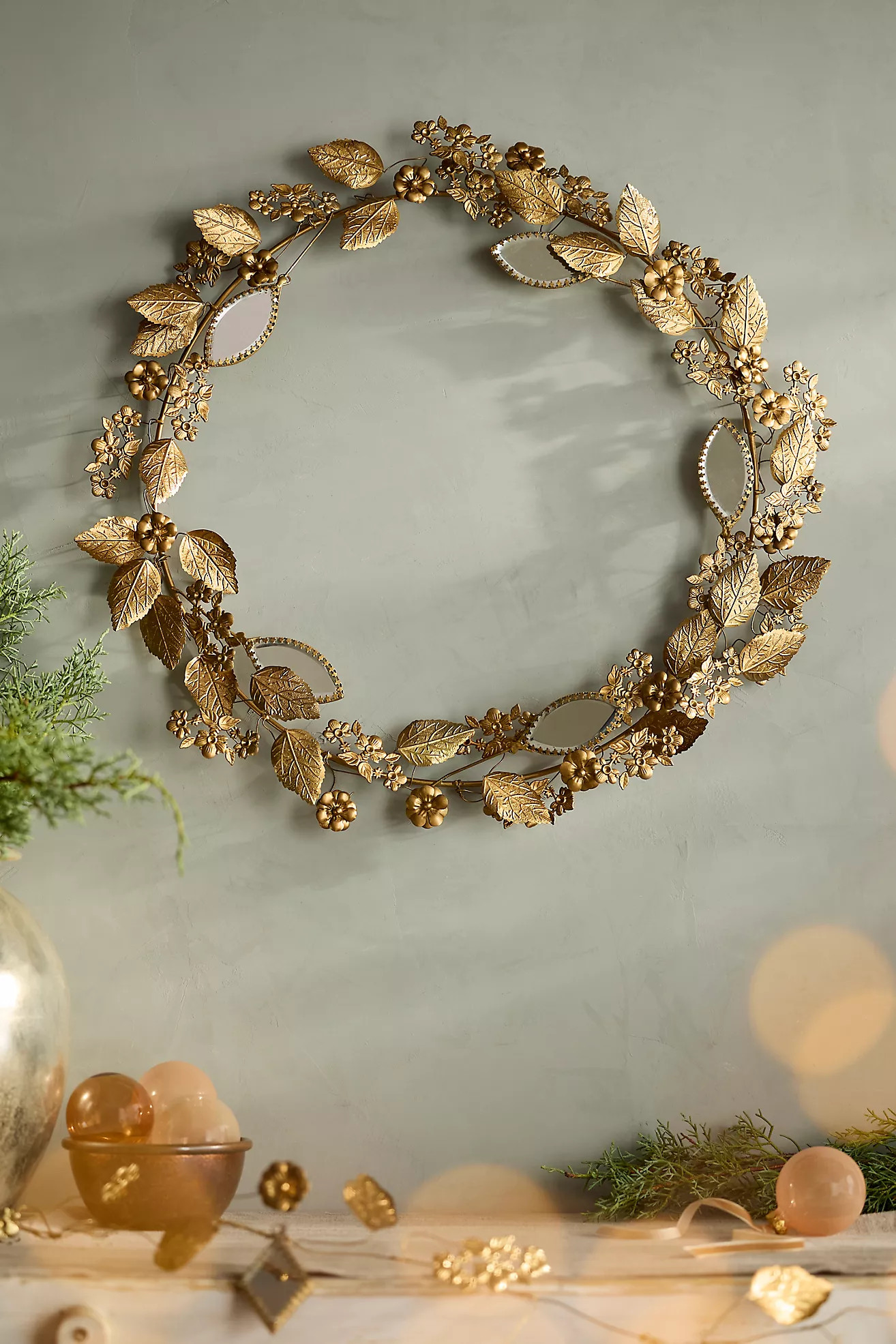 Golden Leaf + Mirror Wreath | Anthropologie (US)