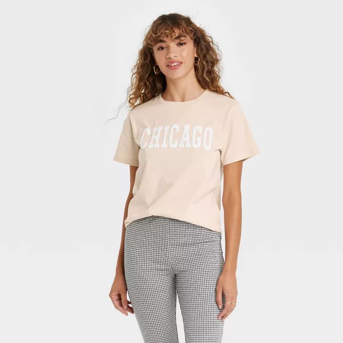 Women's Chicago Short Sleeve Graphic T-Shirt - Beige | Target