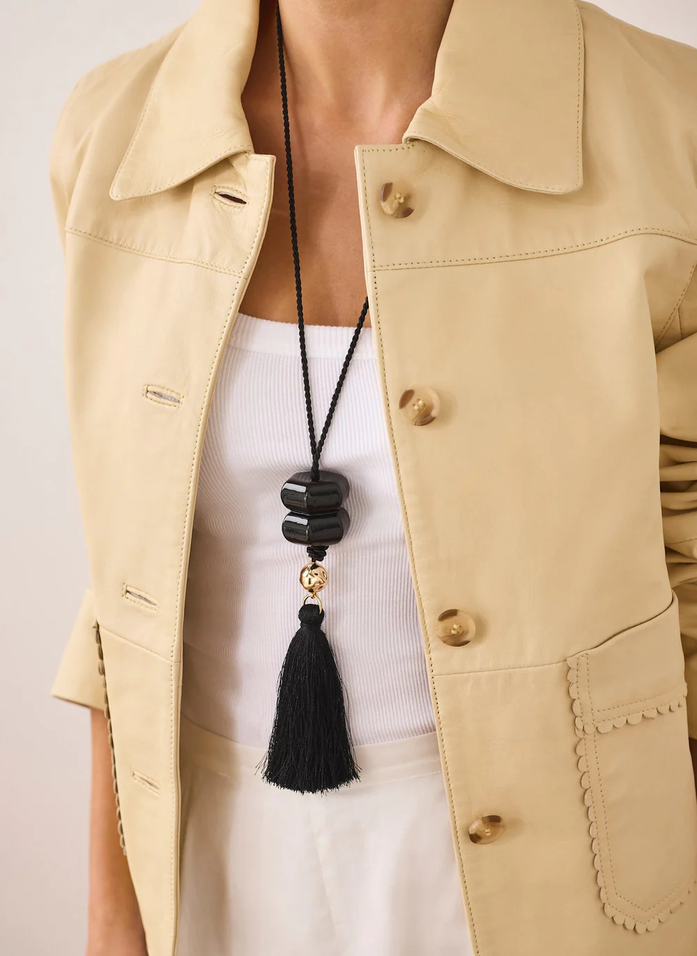 Black Resin Tassel Pendant Necklace | Mint Velvet