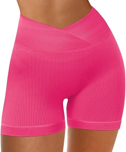 JZC Women Cross Workout Shorts High Waist Booty Biker Short 6" Tummy Control Yoga Shorts | Amazon (US)