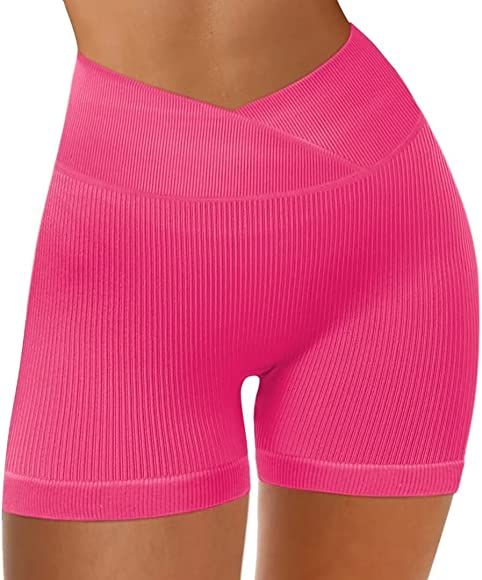 JZC Women Cross Workout Shorts High Waist Booty Biker Short 6" Tummy Control Yoga Shorts | Amazon (US)