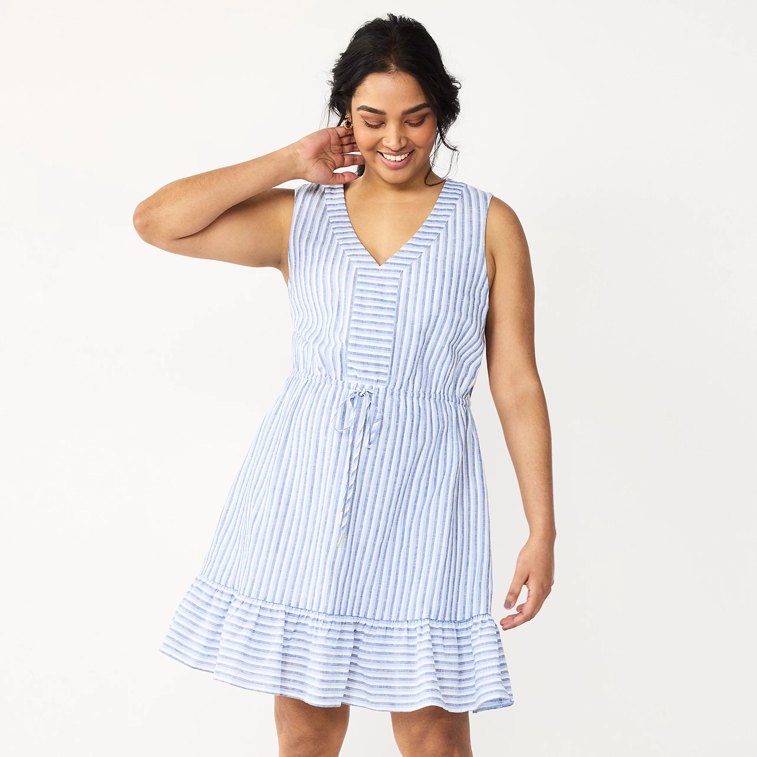 Women's DRAPER JAMES RSVP™ Striped Linen-Blend Sun Dress | Kohl's