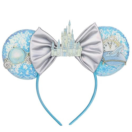 TINVSKQQKJ Princess Mouse Ears Headband for Women Adult,Crown & Star Sequin Mouse Ears Cute Park Ears | Amazon (US)