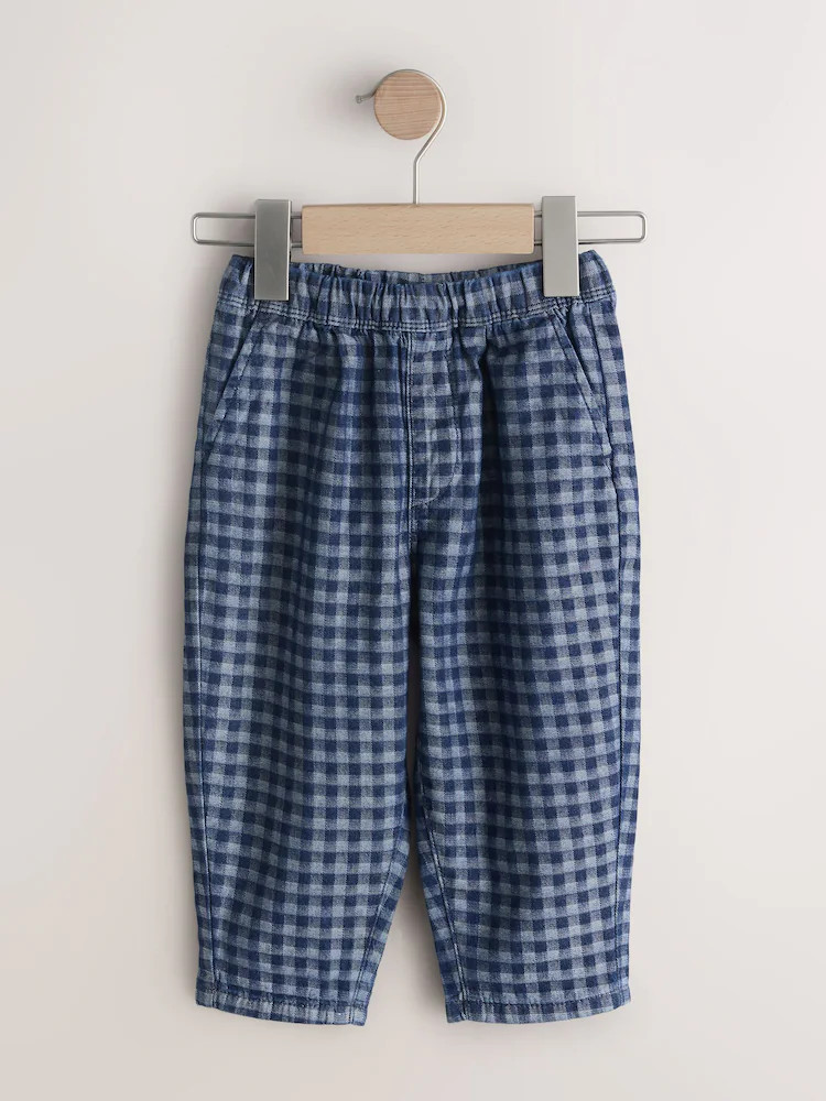 Mid Blue Gingham Barrel Jeans (3mths-7yrs) | Next US