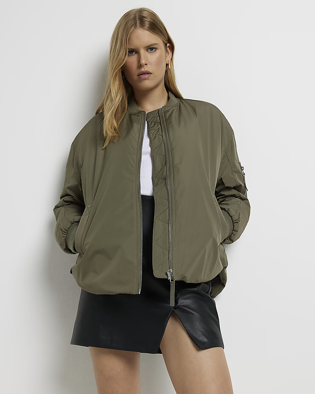 River Island Womens Khaki bomber jacket | River Island (UK & IE)