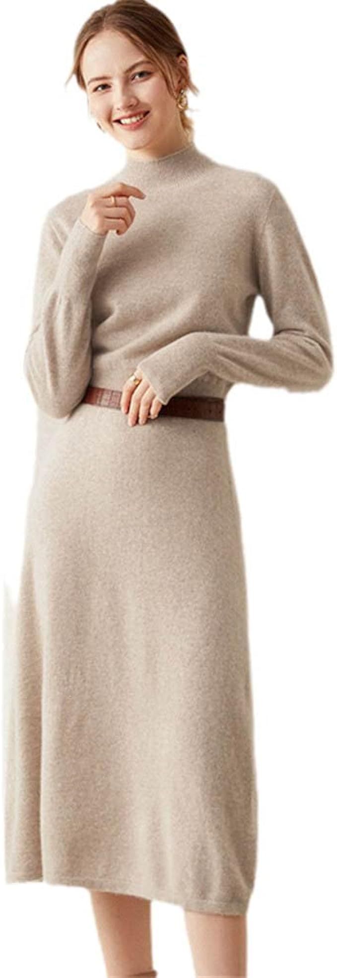 YTR6RTW Plus Longer Pure Goat Cashmere Knitted Dress Women Warm Ladies Jumpers | Amazon (UK)