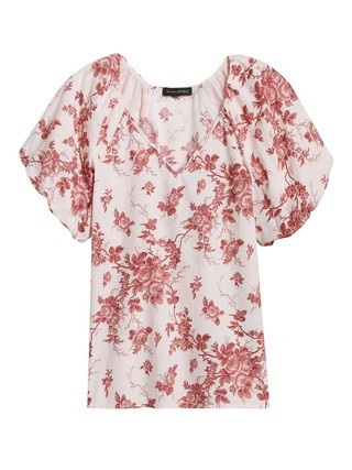 Petite Poplin Puff-Sleeve Top | Banana Republic (US)