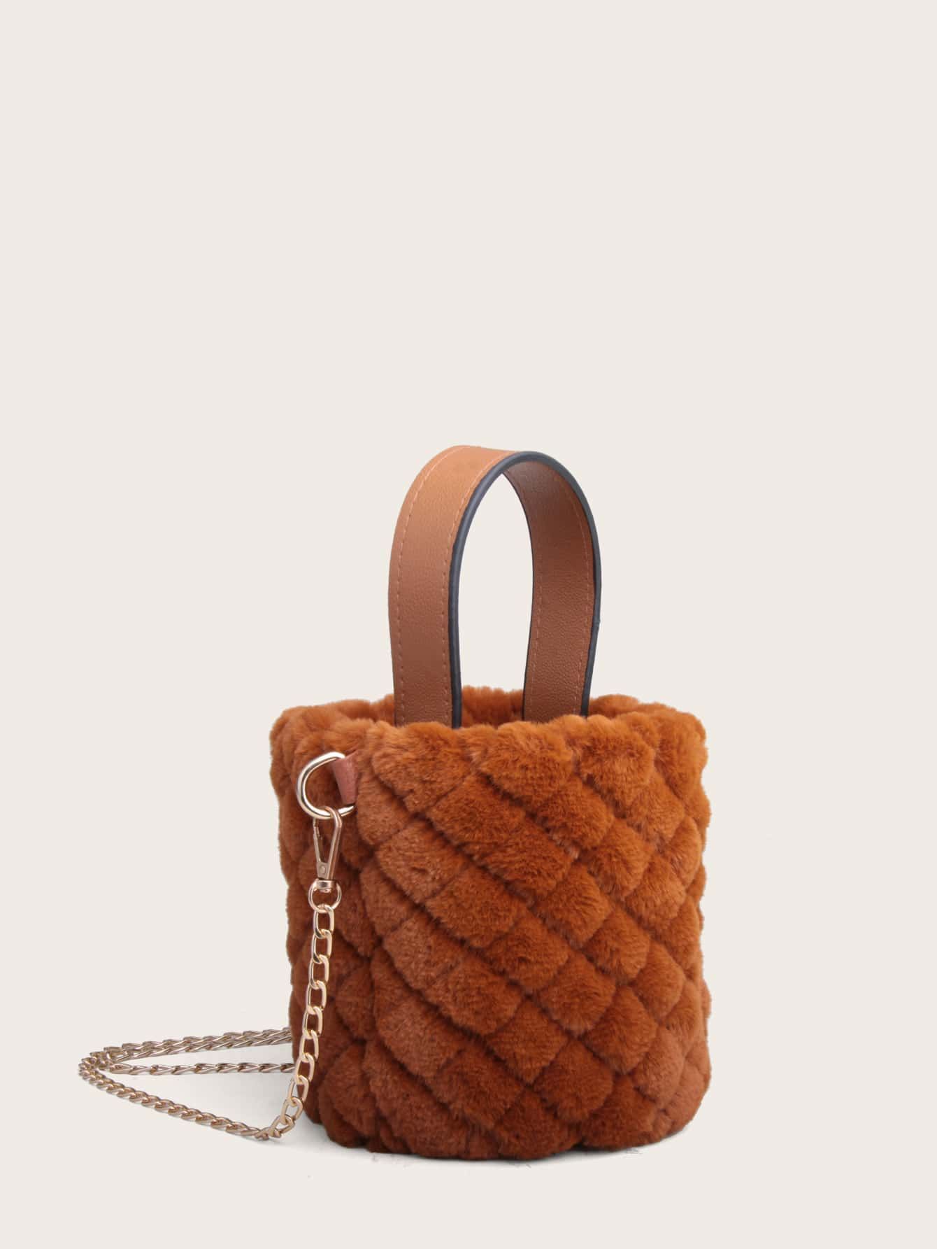 Fluffy Quilted Bucket Bag | SHEIN