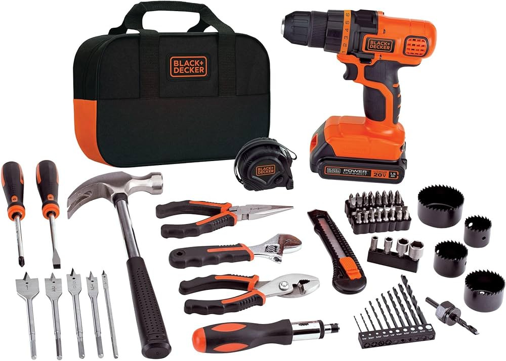 BLACK+DECKER 20V Max Drill & Home Tool Kit, 68 Piece (LDX120PK) | Amazon (US)