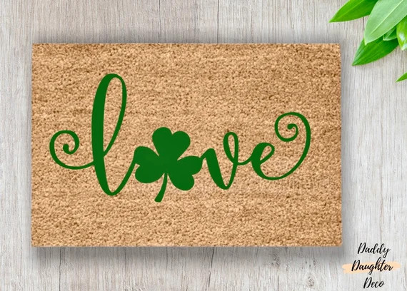 St. Patricks Day Love Doormat  Shamrock Doormat  Easter | Etsy | Etsy (US)