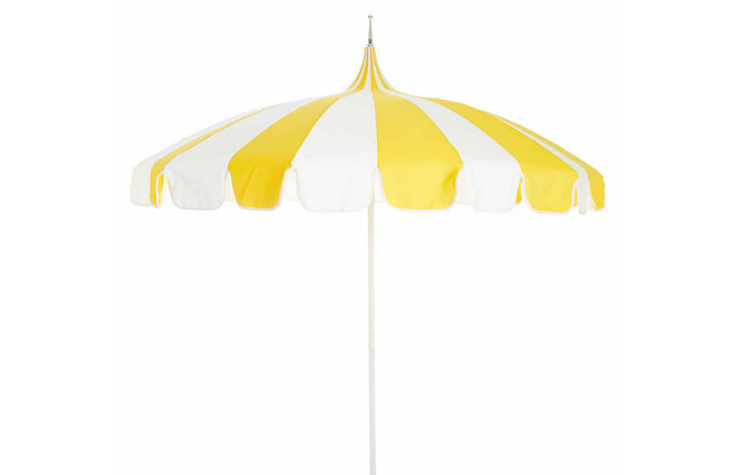 Pagoda Patio Umbrella, Yellow/White | One Kings Lane