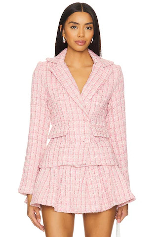 MORE TO COME Ashtyn Tweed Blazer in Baby Pink from Revolve.com | Revolve Clothing (Global)
