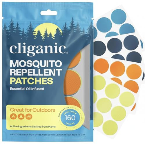 Cliganic Mosquito Repellent Stickers (160 Pack) - Patches for Kids & Adults, Natural DEET-Free, Citronella Essential Oil Infused | Amazon (US)