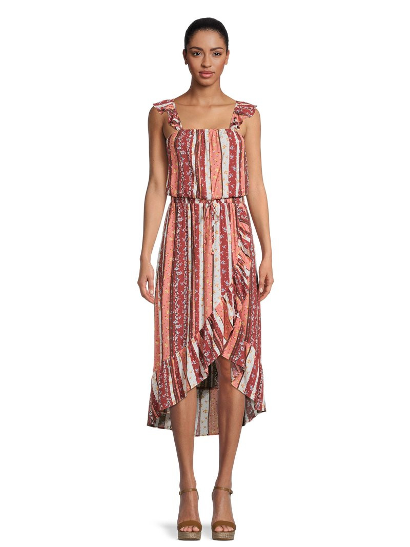 No Boundaries Juniors' Flutter Strap Top and Wrap Skirt Set, 2-Piece, Sizes XS-XXXL | Walmart (US)