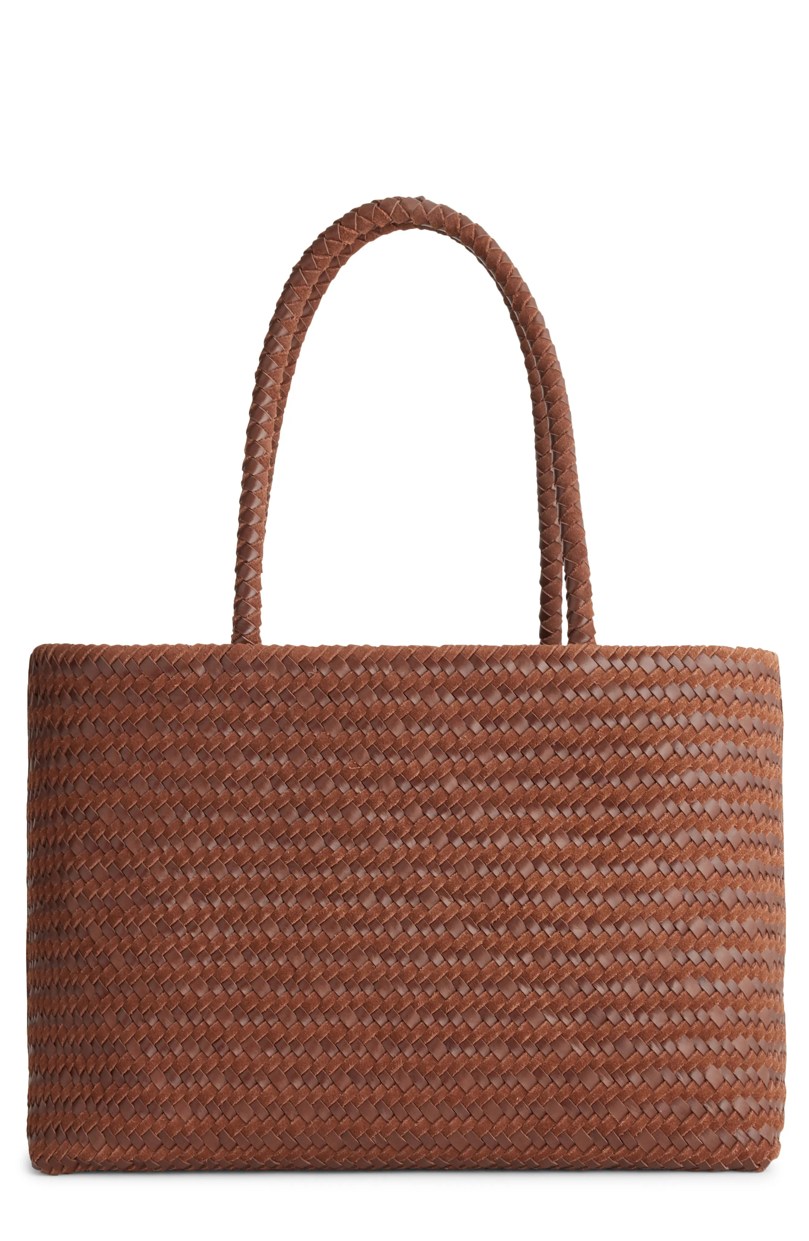Madewell Handwoven Suede Leather Tote in Mocha at Nordstrom | Nordstrom