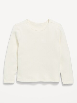 Long-Sleeve Waffle Knit T-Shirt for Toddler Girls | Old Navy (US)