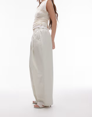 Topshop pull on pleated balloon pants in ecru | ASOS (Global)