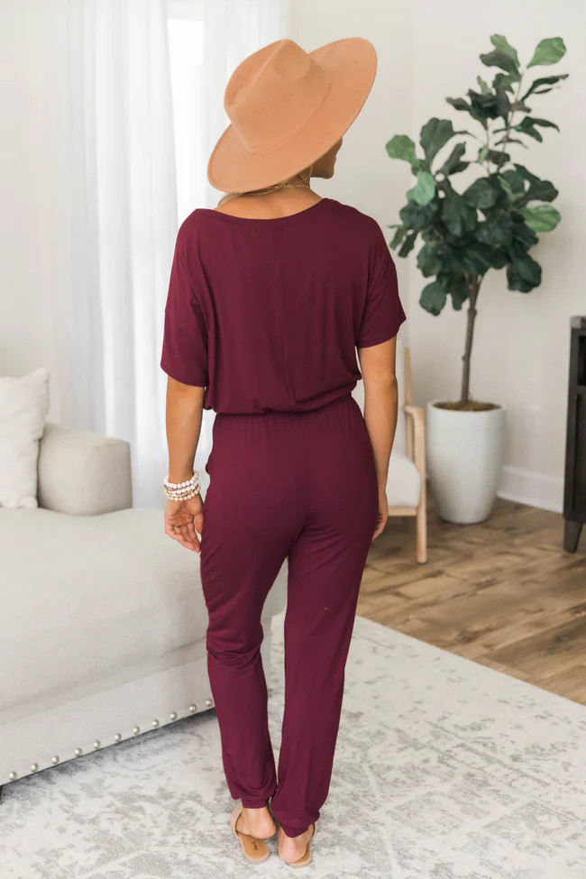 Just Leave It To Me Burgundy Jumpsuit FINAL SALE | The Pink Lily Boutique