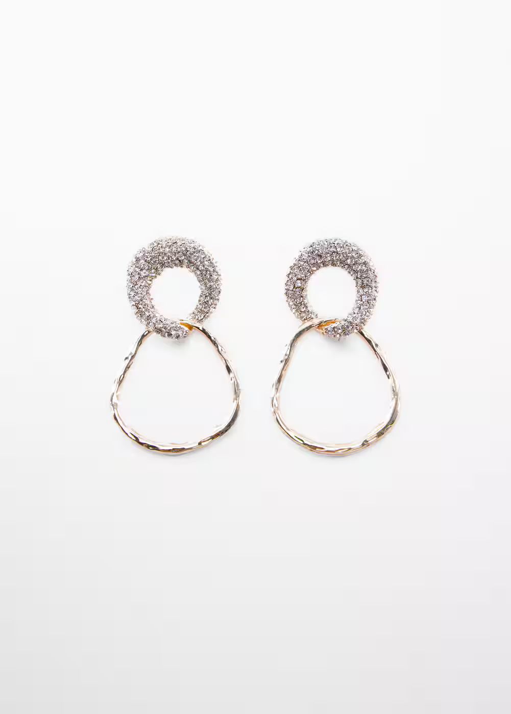 Irregular double hoop earrings crystals -  Women | Mango USA | MANGO (US)