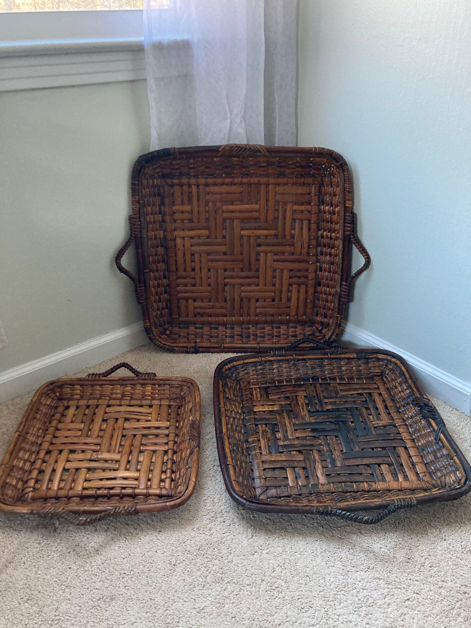 Large rattan basket trays | Etsy (US)