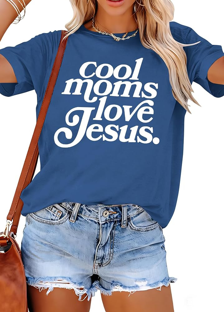 Mama Shirts Mom Life T-Shirts: Women Cool Moms Love Jesus Print Shirt Christian Mother's Gift Cas... | Amazon (US)