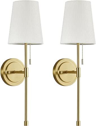 Wall Sconces Set of 2, Retro Industrial Wall Lamps with Pull Chain, Hardwired Bathroom Vanity Sco... | Amazon (US)