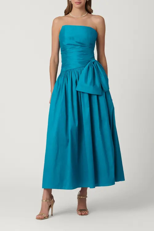 Shoshanna Midnight Dupioni Sonia Dress in Deep Sea at Nordstrom, Size 8 | Nordstrom