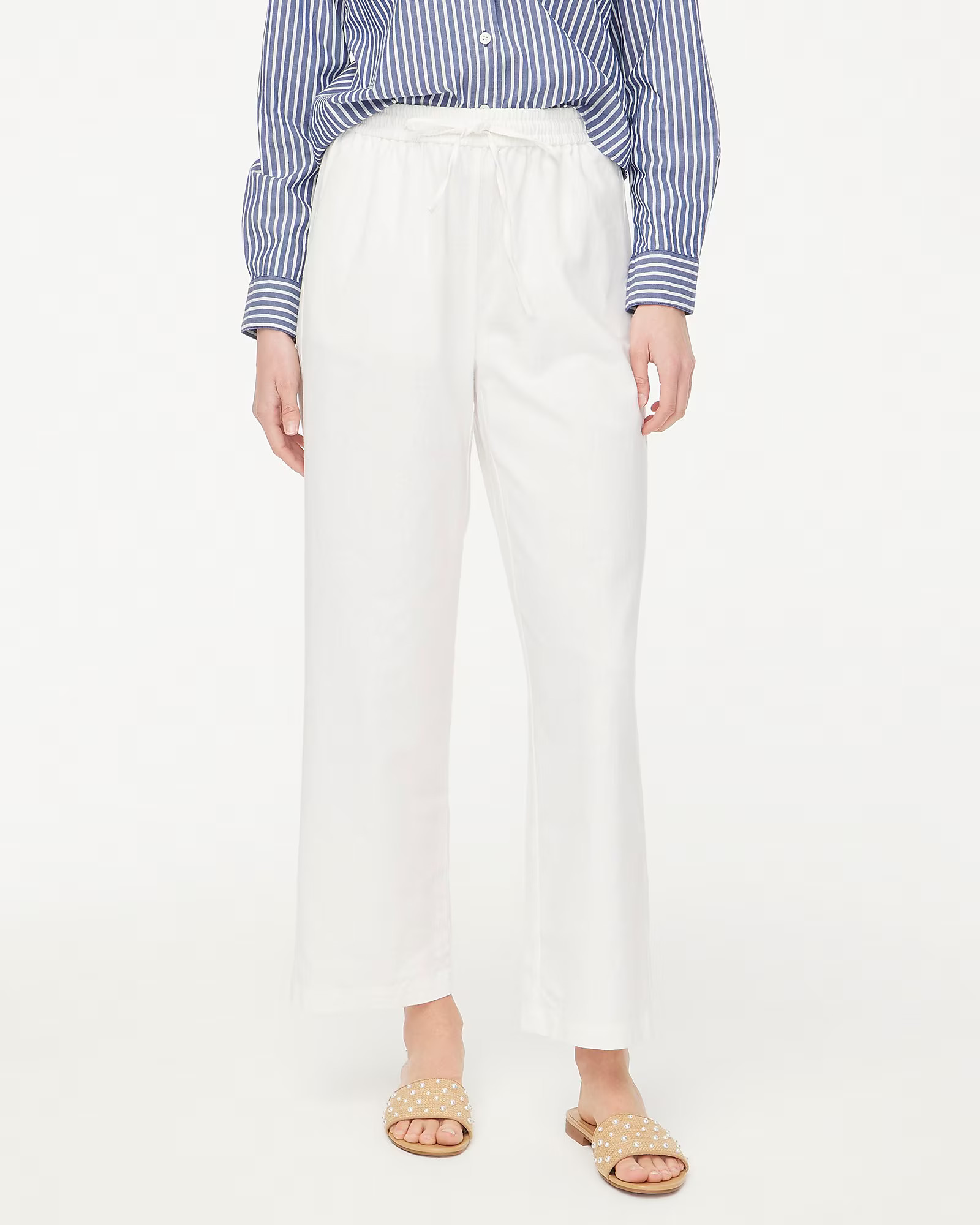 Linen-blend slim wide-leg drawstring pant | J.Crew Factory