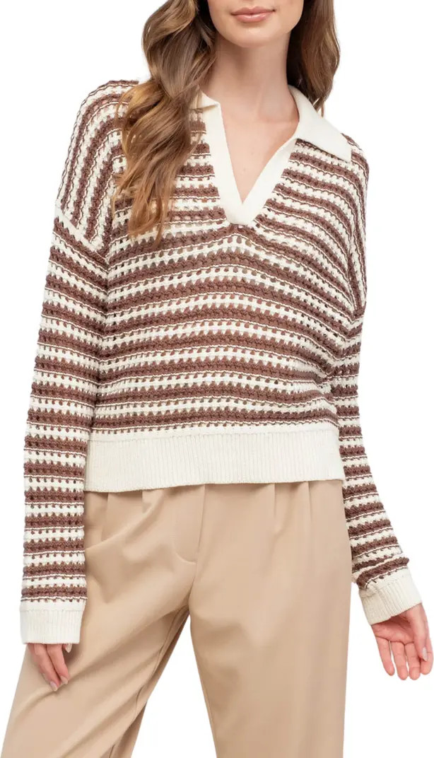 Blu Pepper Stripe Crop Polo Sweater | Nordstromrack | Nordstrom Rack