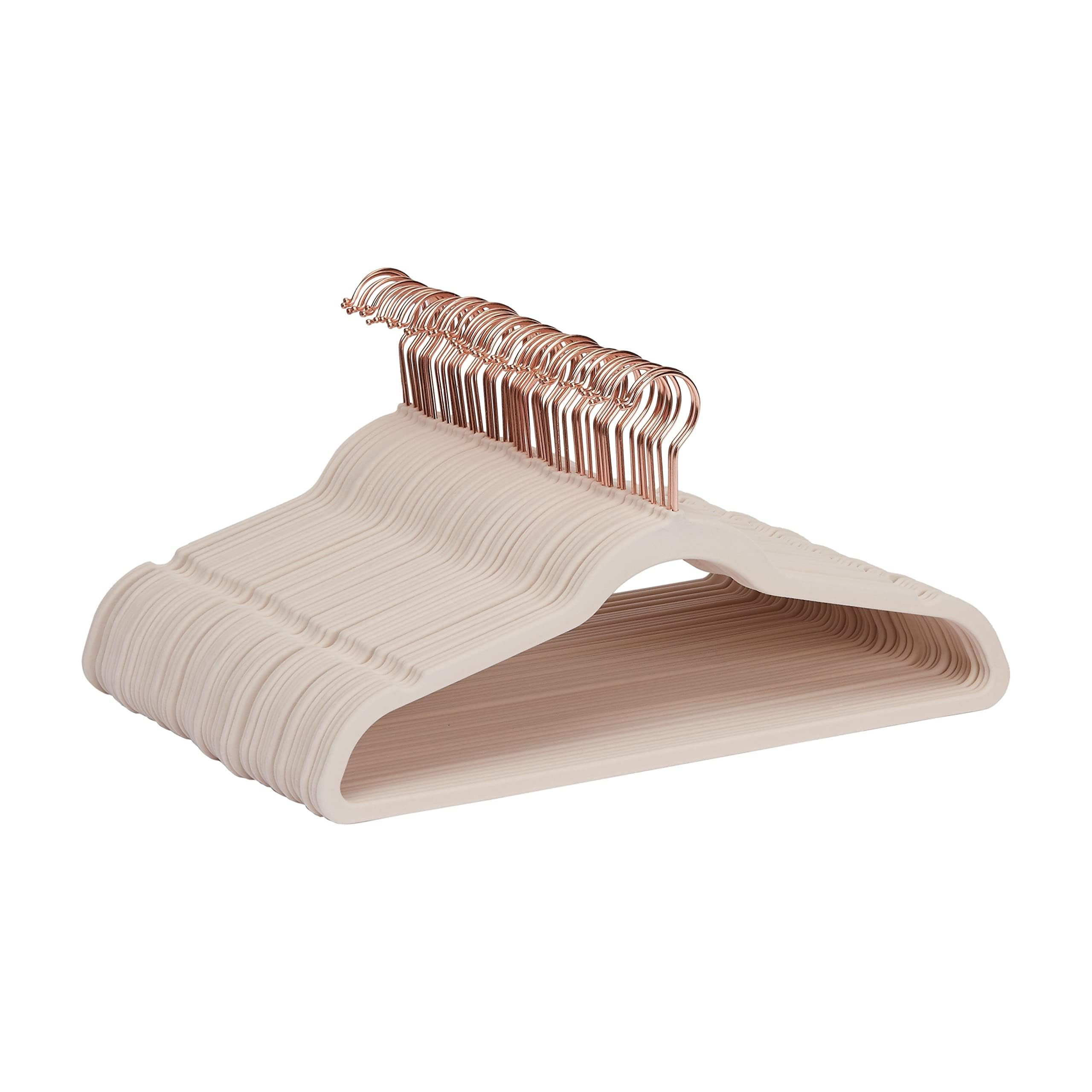 Amazon Basics Slim Velvet, Non-Slip Suit Clothes Hangers, Pack of 50, Blush Pink/Rose Gold | Amazon (US)