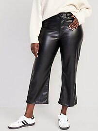 High-Waisted Faux-Leather Cropped Wide-Leg Pants for Women | Old Navy (US)
