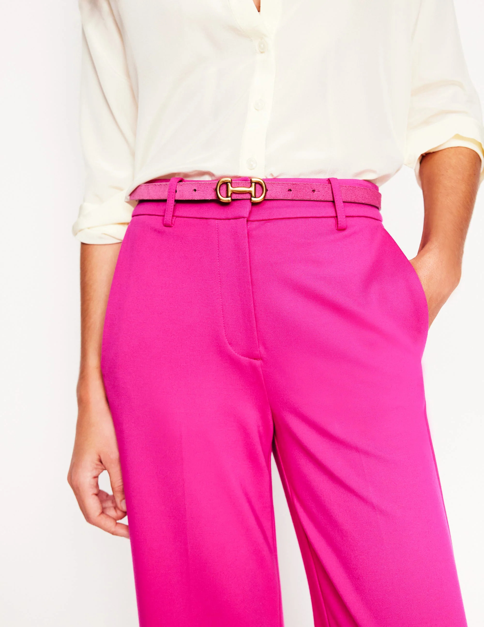 Iris Snaffle-Trim Leather Belt-Pink Peony | Boden (US)