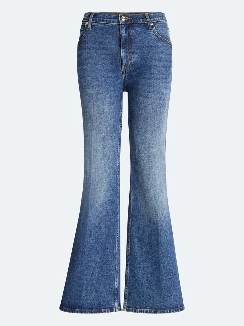 Scoop Women\u2019s and Women\u2019s Plus High Rise Creased Flare Jeans, 30'' Inseam, Sizes 0-28W | Walmart (US)