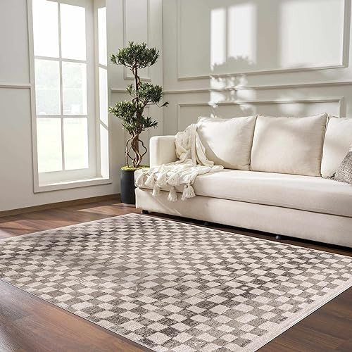BoutiqueRugs Benjy Beige Checkered Area Rug - Cream, Beige, Tan - 18" x 18" | Amazon (US)