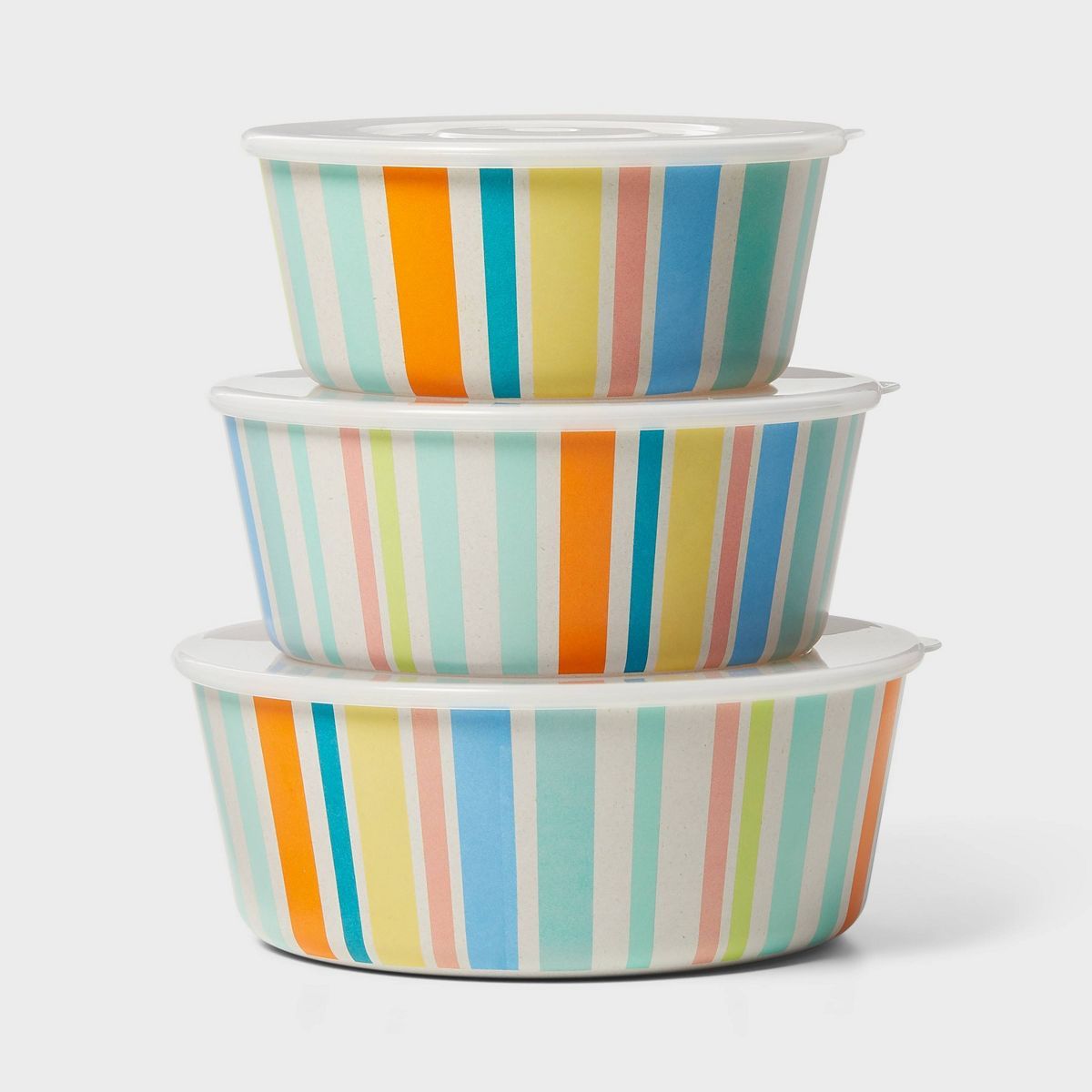 3pc Bamboo and Melamine Striped Food Storage Container Set - Sun Squad™ | Target