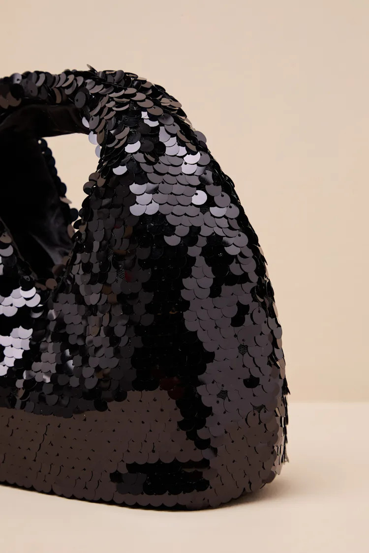 Dahlia Black Sequin Clutch Bag | Lulus