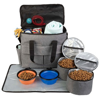 PETMAKER Dog Travel Bag with Large Bowls, Gray | Target