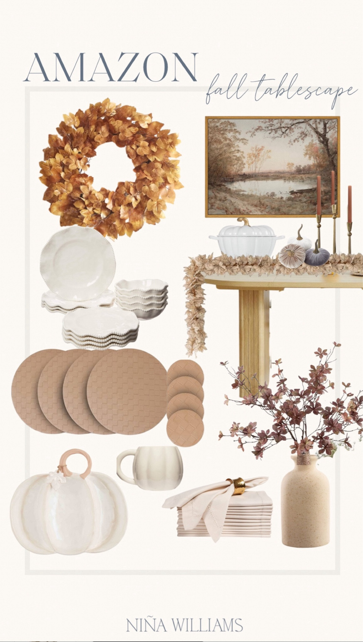 Amazon Fall tablescape inspo!  Neutral home decor - fall home decor - pumpkin decor - Fall framed wall art - gold candle holderr

#LTKHome #LTKStyleTip #LTKSeasonal