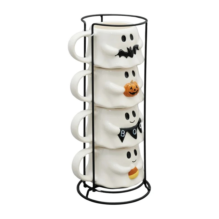 Way to Celebrate Halloween Ghost Stack Mug Set, 4-Pack | Walmart (US)