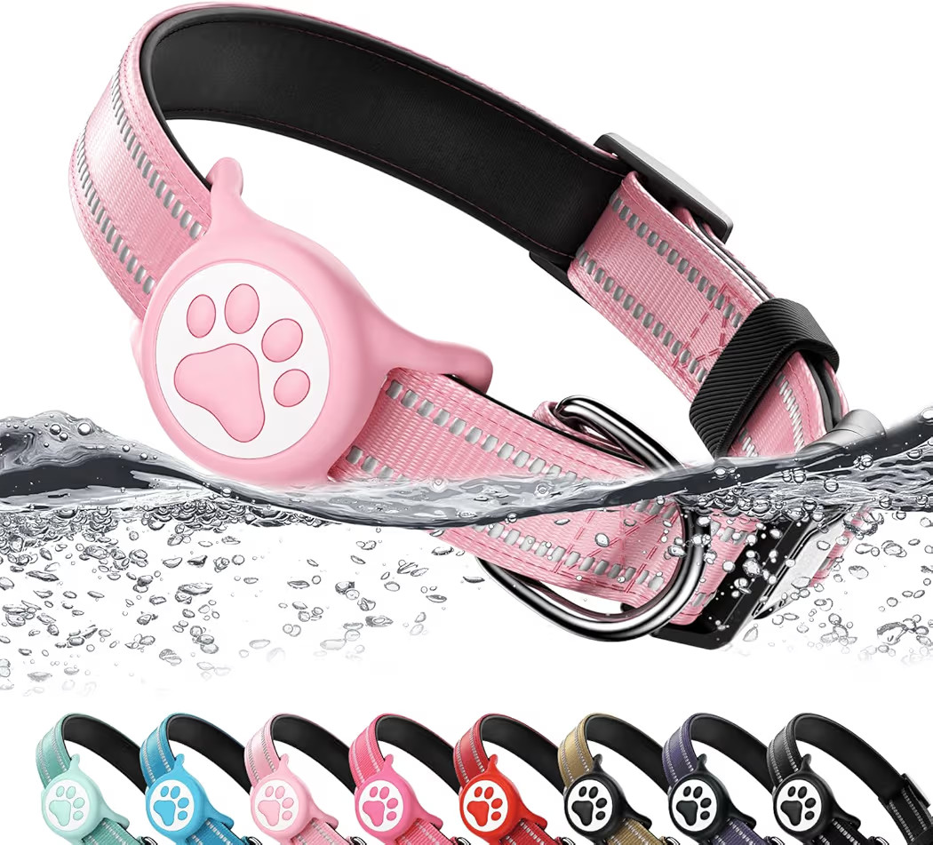 Airtag Dog Collar, Reflective Ultra-Durable Nylon Padded with QR Code Buckle & IP68 Waterproof Ai... | Amazon (US)
