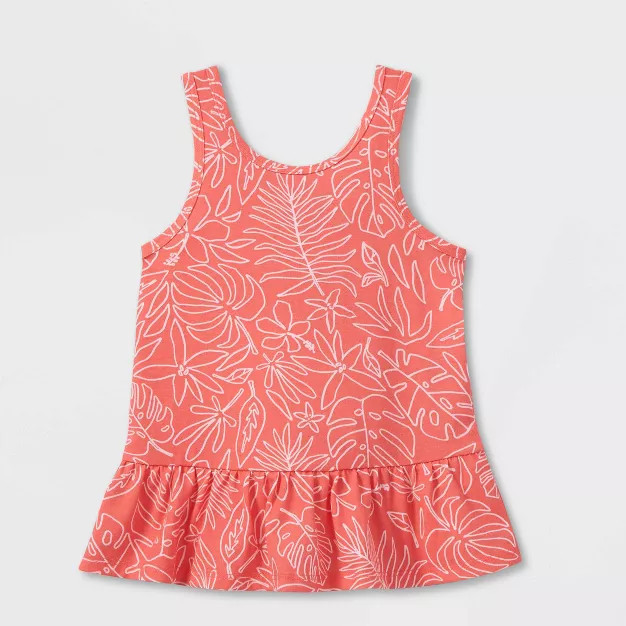 Toddler Girls' Palm Peplum Tank Top - Cat & Jack™ Red | Target
