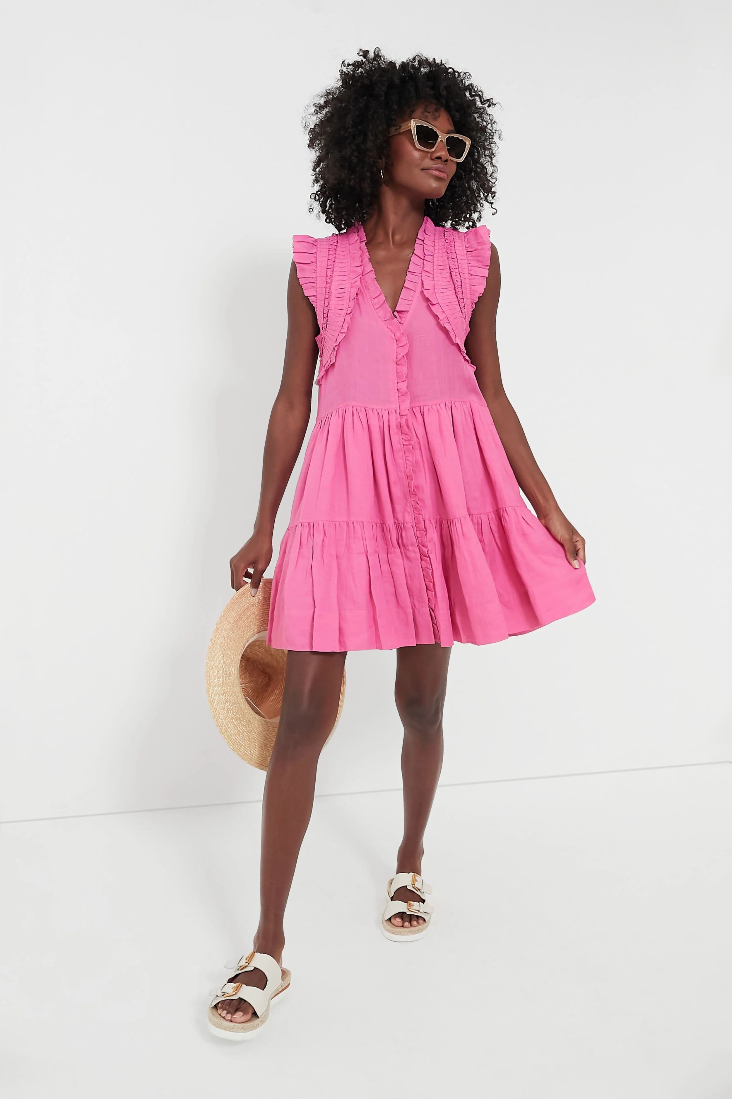 Pink Cole Smocked Flutter Sleeve Dress | Tuckernuck (US)