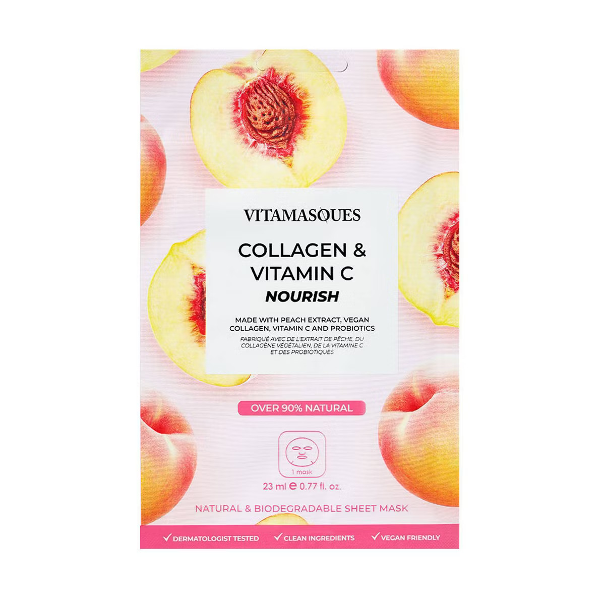 Vitamasques Collagen & Vitamin C Peach Sheet Mask - 0.77 fl oz | Target