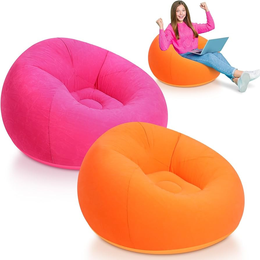 2 Pcs Small Bean Bag Chair Inflatable Chair Blow up Games Chairs Foldable Flocking Inflatable Sof... | Amazon (US)