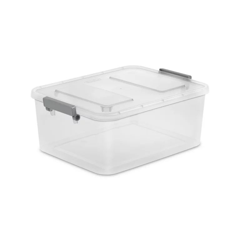 Sterilite 12.7 Qt. Clear Plastic Modular ID Latch Box, Gray Latches with Clear Lid | Walmart (US)